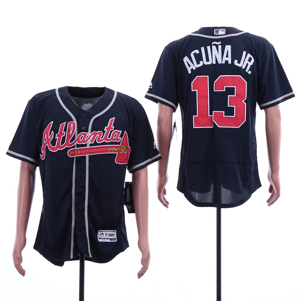 Men Atlanta Braves #13 Acuna jr Blue Elite MLB Jerseys